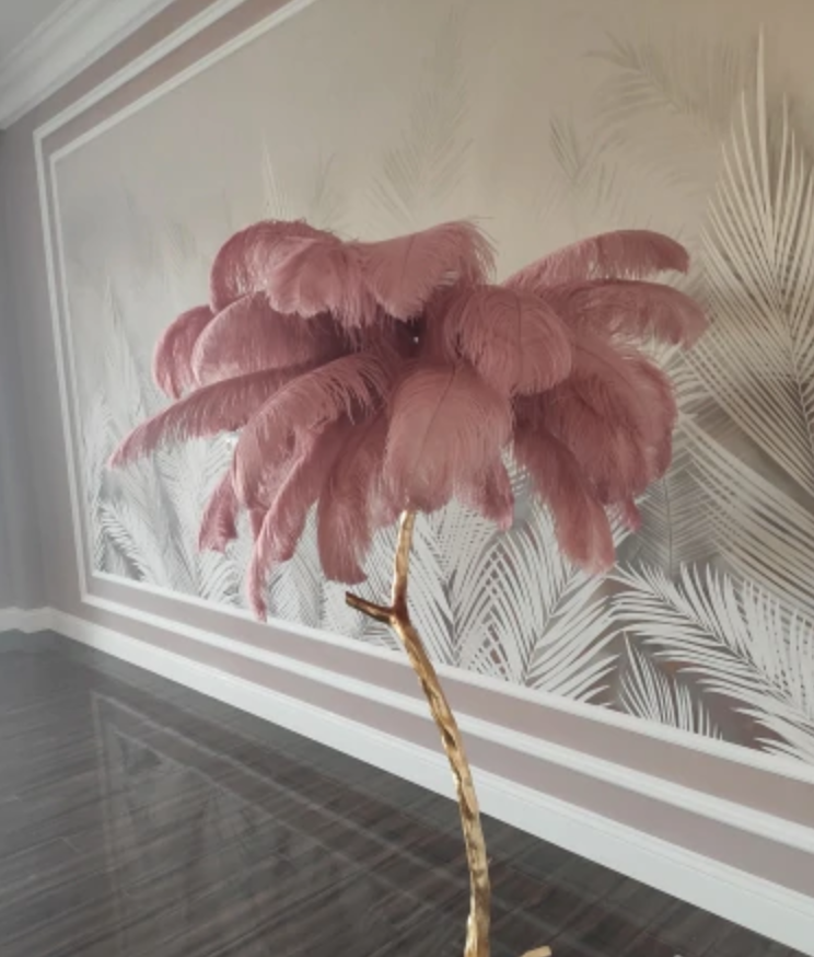 "Palm Feathers" - Exotic Ostrich Feather Floor Lamp
