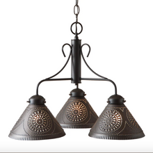 Load image into Gallery viewer, &quot;The Homesteader&quot; - Farmhouse Blackened Tin Chandelier
