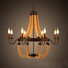 Load image into Gallery viewer, &quot;Rope &amp; Candles&quot; - Vintage Industrial Chandelier
