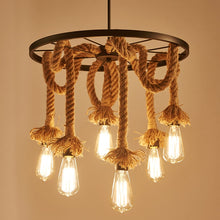Load image into Gallery viewer, &quot;Edison Wheel&quot; - Authentic Rope Pendant Light
