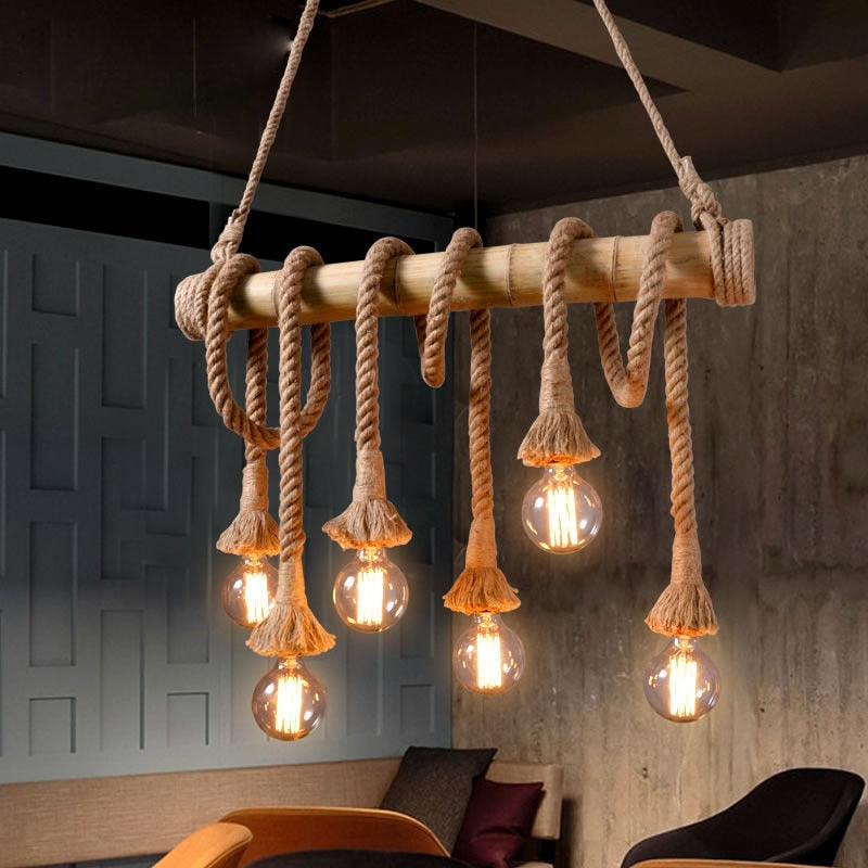 "The Vines" Rope Bamboo Pendant Light