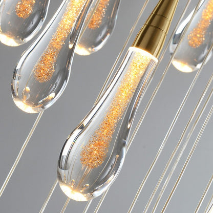 "Radiant Drops" - Long Glass Drop Chandelier